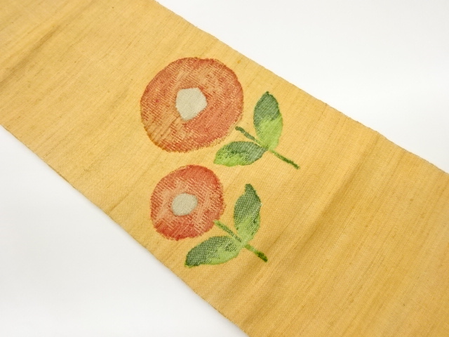 JAPANESE NAGOYA OBI / MAWATA TSUMUGI / WOVEN ABSTRACT FLOWER
